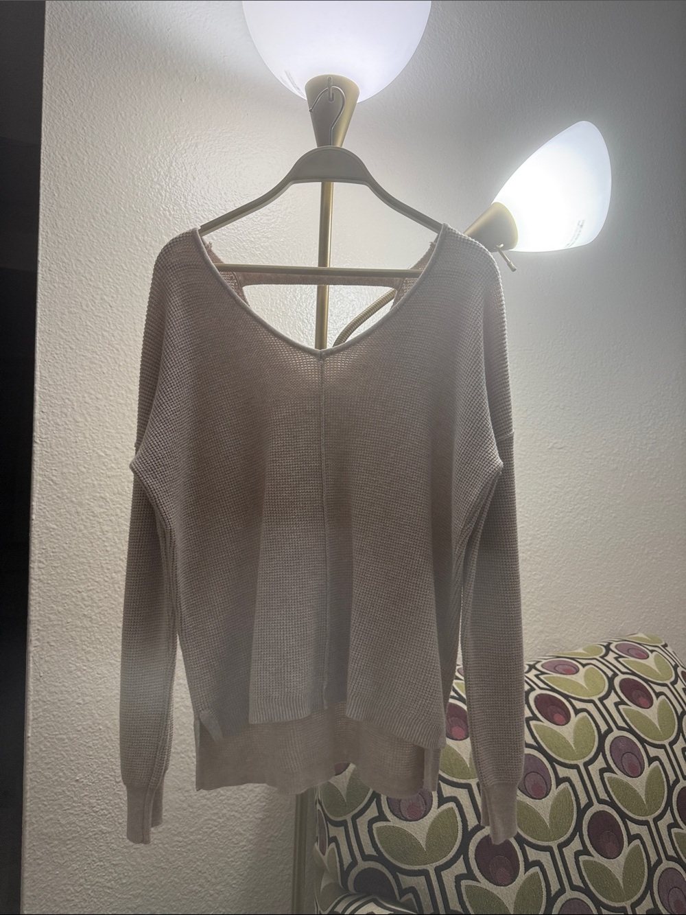 Hippie Rose Taupe V-Neck Lightweight Knit Sweater